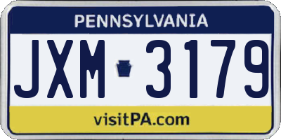 PA license plate JXM3179