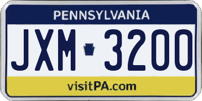 PA license plate JXM3200