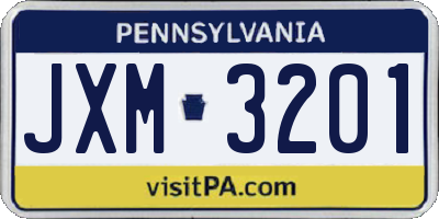 PA license plate JXM3201