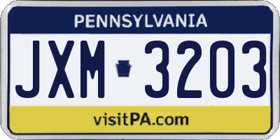 PA license plate JXM3203