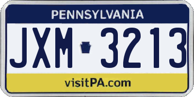 PA license plate JXM3213