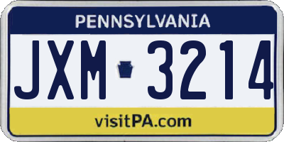 PA license plate JXM3214