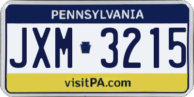 PA license plate JXM3215