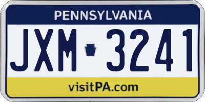 PA license plate JXM3241