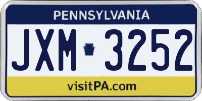 PA license plate JXM3252