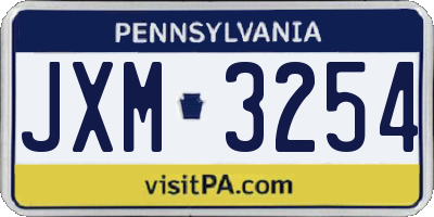 PA license plate JXM3254