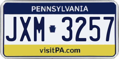 PA license plate JXM3257