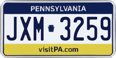 PA license plate JXM3259