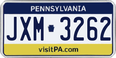 PA license plate JXM3262