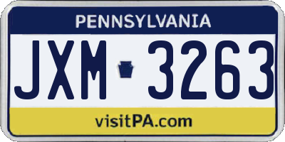PA license plate JXM3263