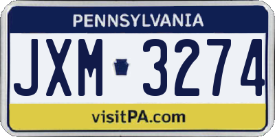 PA license plate JXM3274