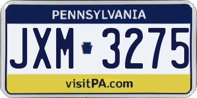 PA license plate JXM3275
