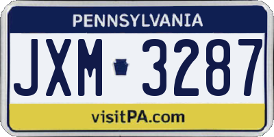 PA license plate JXM3287