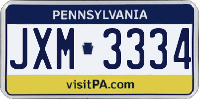 PA license plate JXM3334