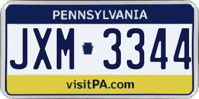 PA license plate JXM3344