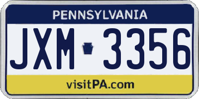 PA license plate JXM3356