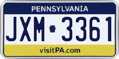 PA license plate JXM3361
