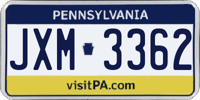 PA license plate JXM3362