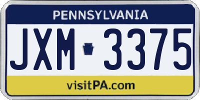 PA license plate JXM3375