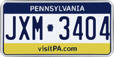PA license plate JXM3404