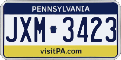 PA license plate JXM3423