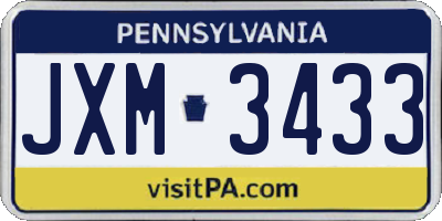 PA license plate JXM3433