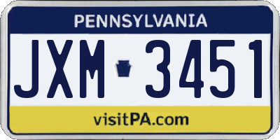 PA license plate JXM3451