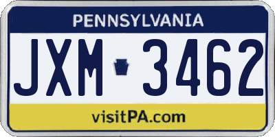 PA license plate JXM3462