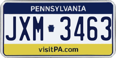 PA license plate JXM3463
