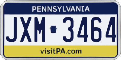 PA license plate JXM3464