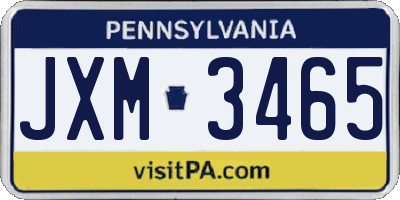 PA license plate JXM3465