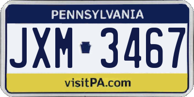 PA license plate JXM3467