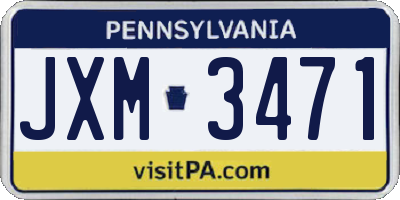 PA license plate JXM3471