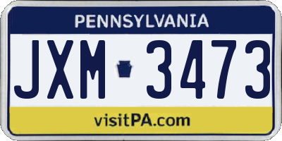PA license plate JXM3473