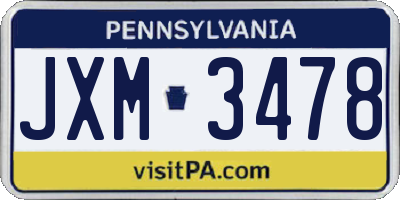 PA license plate JXM3478