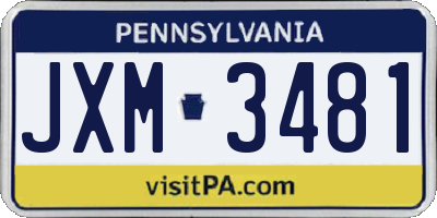 PA license plate JXM3481