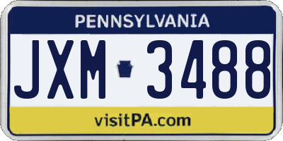 PA license plate JXM3488