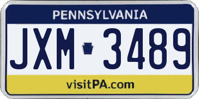 PA license plate JXM3489