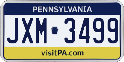 PA license plate JXM3499