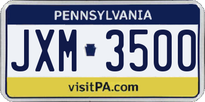 PA license plate JXM3500