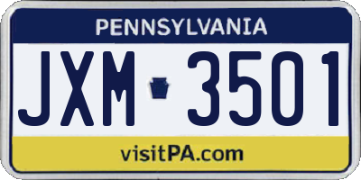 PA license plate JXM3501