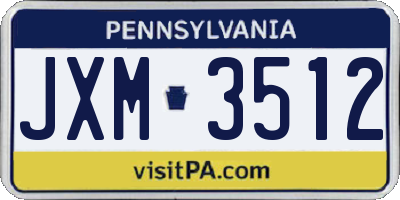 PA license plate JXM3512