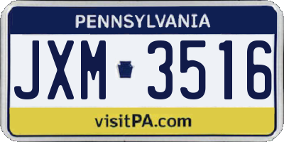 PA license plate JXM3516