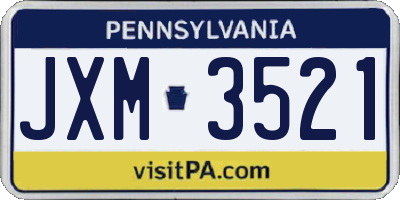 PA license plate JXM3521