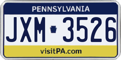 PA license plate JXM3526