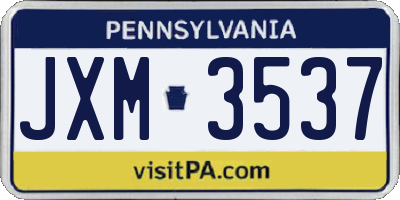 PA license plate JXM3537
