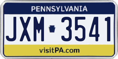 PA license plate JXM3541
