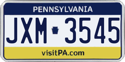 PA license plate JXM3545
