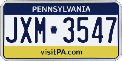PA license plate JXM3547