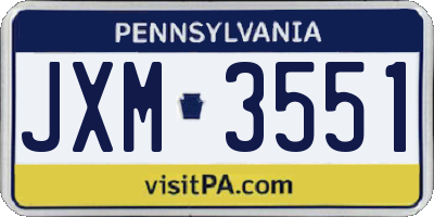 PA license plate JXM3551